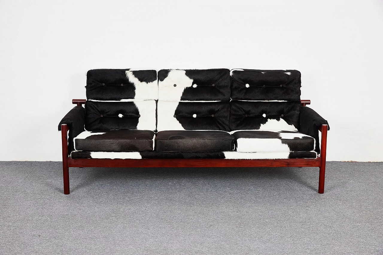 Guama sofa in black and white leather by Gonzalo Cordoba for Dujo, 1950s 3