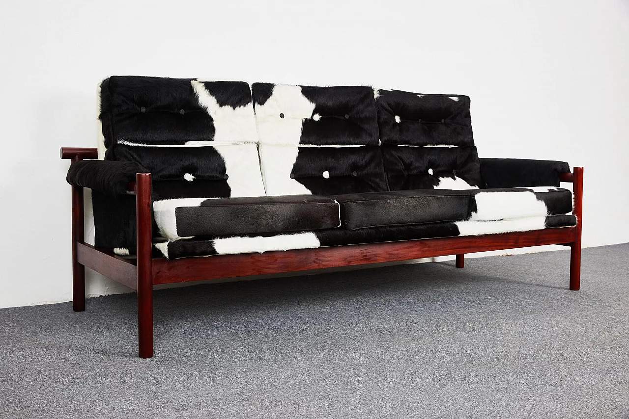 Guama sofa in black and white leather by Gonzalo Cordoba for Dujo, 1950s 7