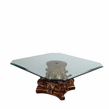 Tavolo in legno e vetro, primo '900