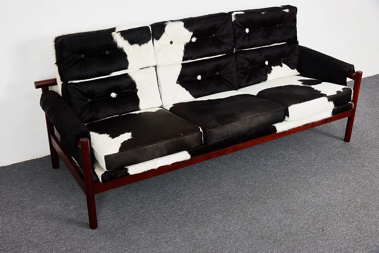 Guama sofa in black and white leather by Gonzalo Cordoba for Dujo, 1950s 15