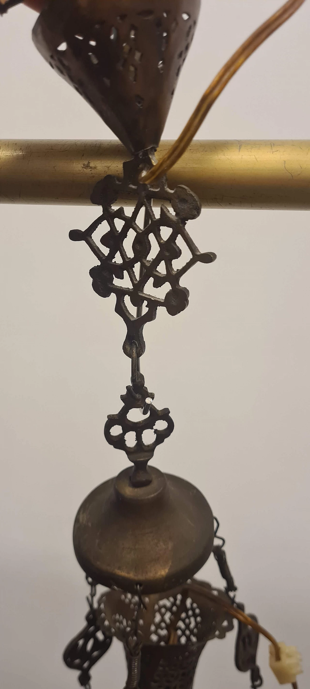 Moresco-style openwork brass chandelier, 1920s 6