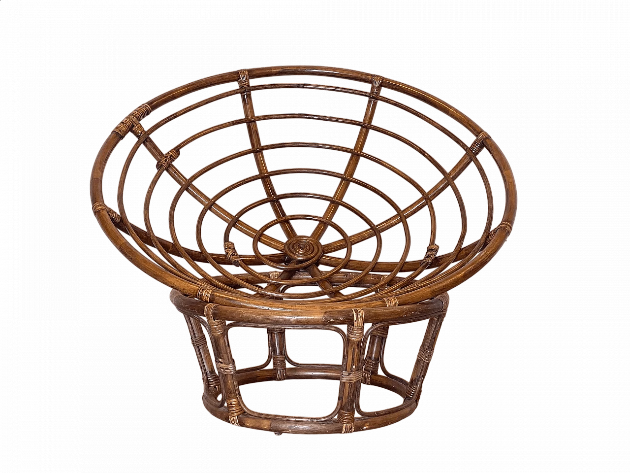 Poltrona in bambù con seduta rotonda, anni '70 8