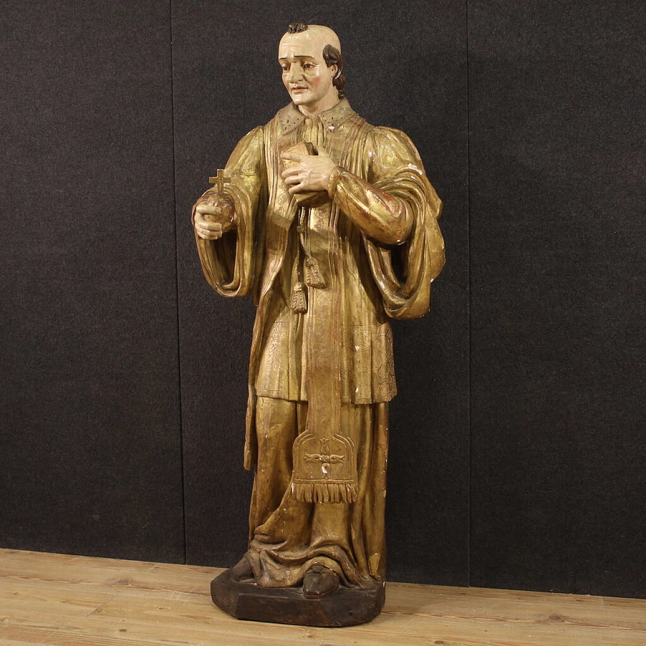 Scultura lignea raffigurante San Francesco di Sales, '700 1