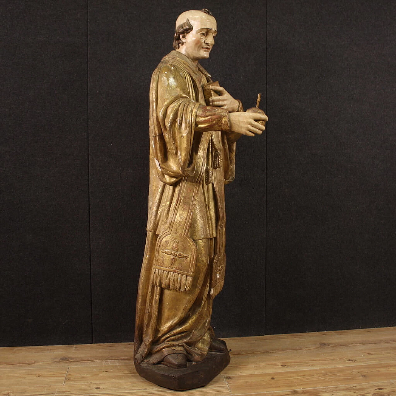 Scultura lignea raffigurante San Francesco di Sales, '700 5