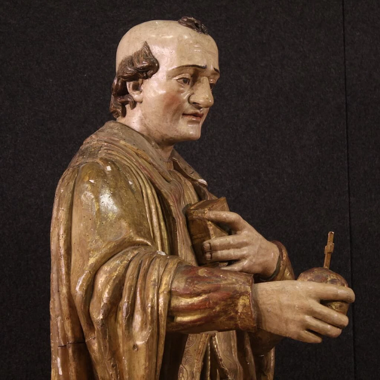 Scultura lignea raffigurante San Francesco di Sales, '700 6