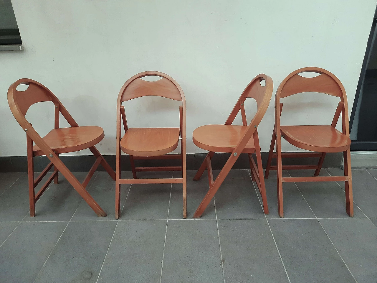 4 Tric folding chairs by Castiglioni brothers for Bonacina, 1960s 1