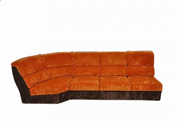 Brown and orange corduroy modular sofa, 1970s