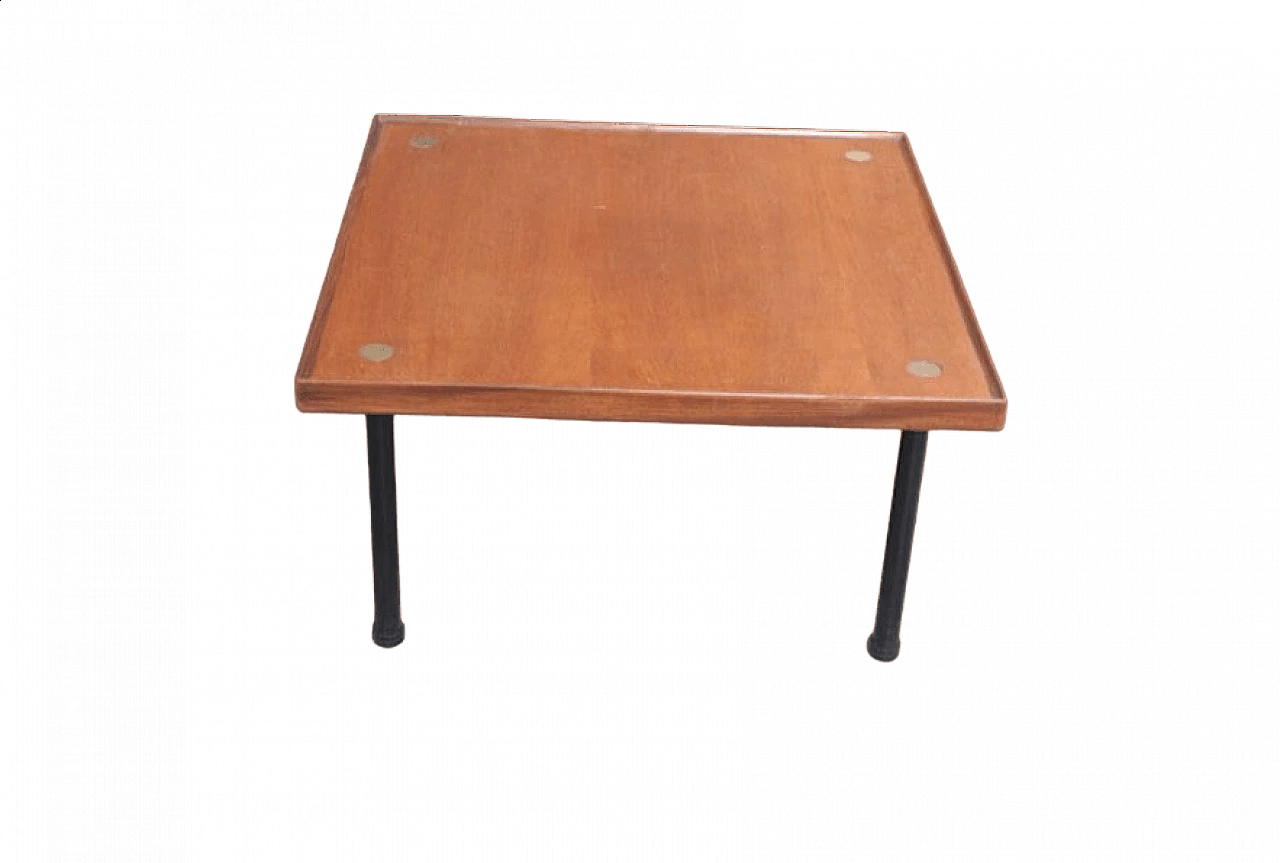 Walnut and brass coffee table by Fabrizio Bruno for Klan, 1950s 1228865
