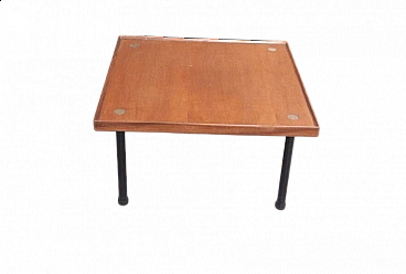 Walnut and brass coffee table by Fabrizio Bruno for Klan, 1950s