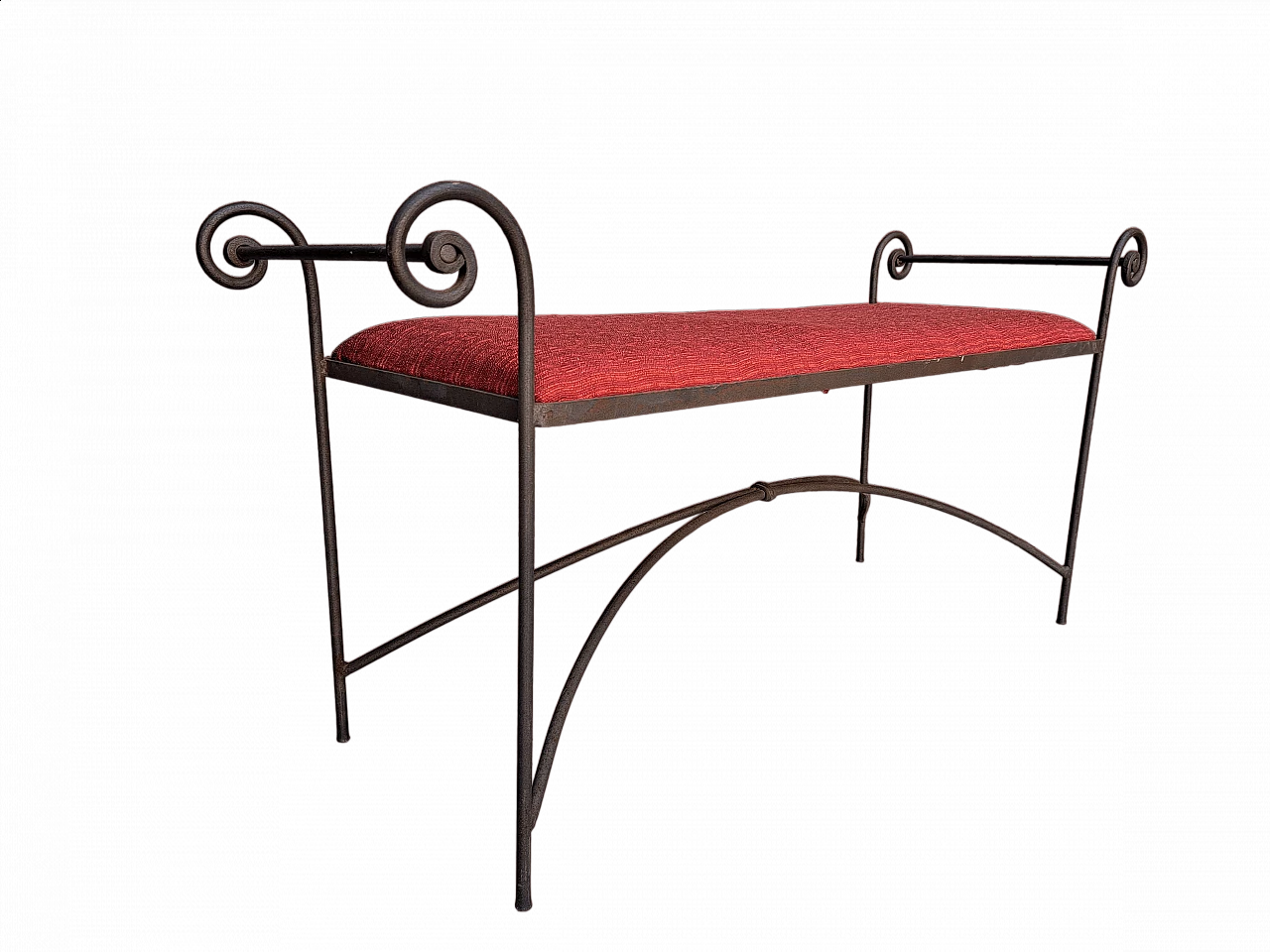 Wrought iron bench with fabric seat, 1990s 6
