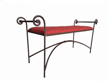 Wrought iron bench with fabric seat, 1990s