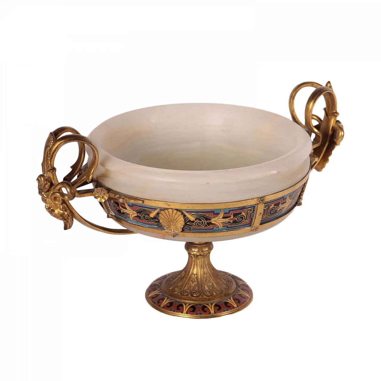 Coppa in bronzo e alabastro di Ferdinand Barbedienne, del '800 1
