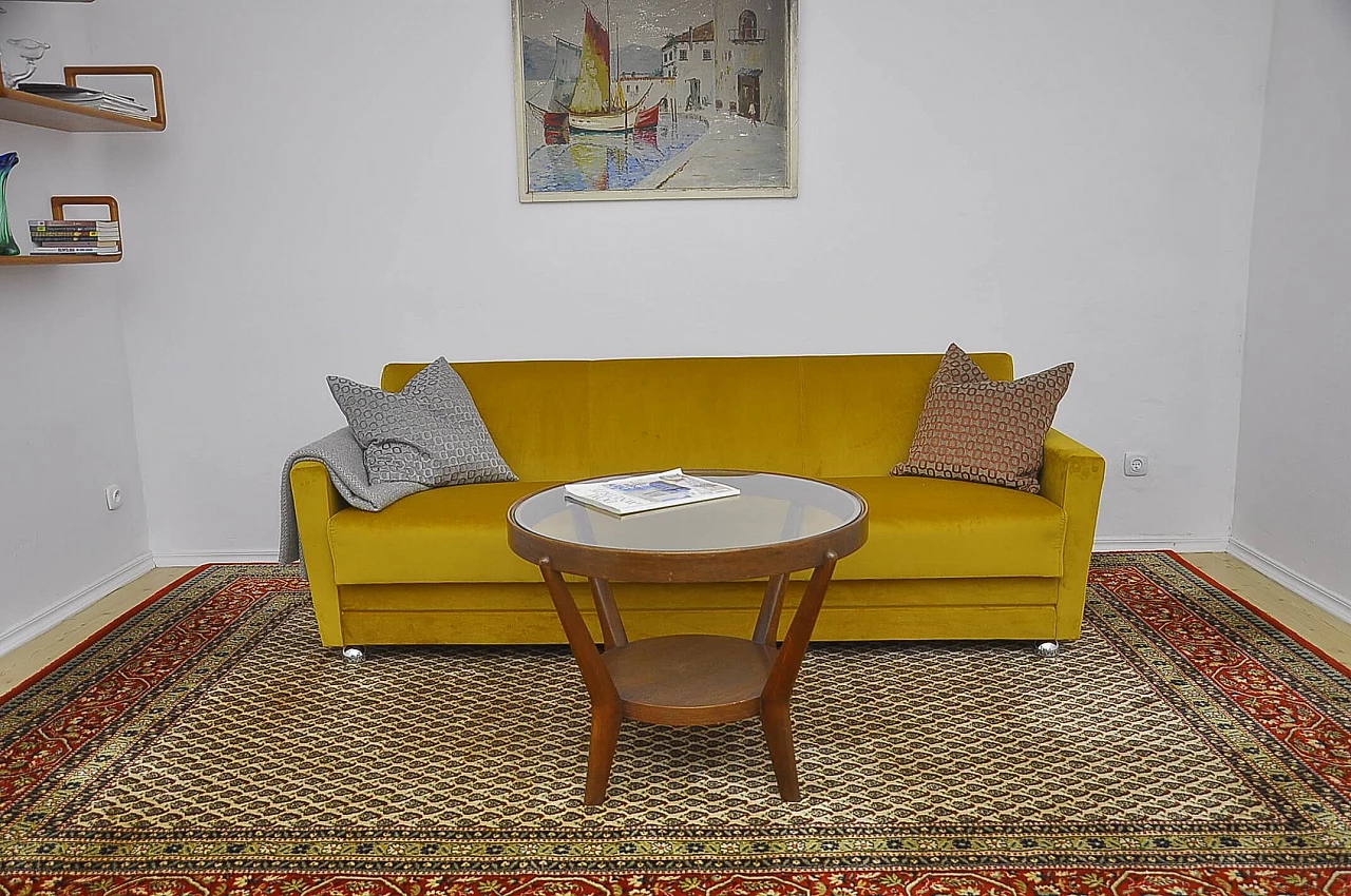Yellow velvet sofa bed, 1960s 4