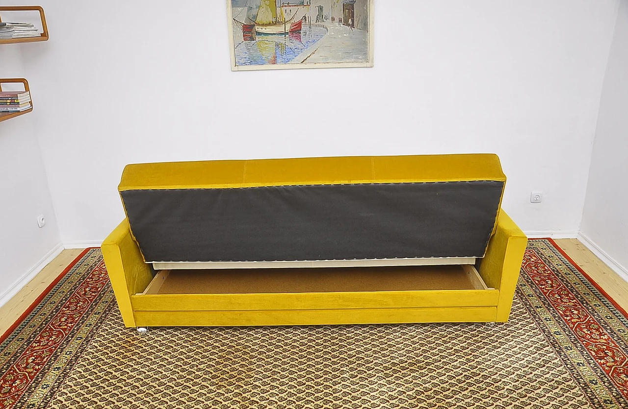 Yellow velvet sofa bed, 1960s 9