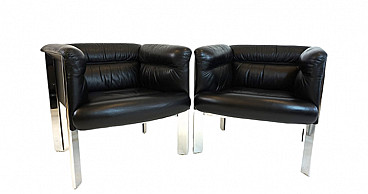 Pair of Interlude armchairs by Marco Zanuso for Poltrona Frau, 1980s