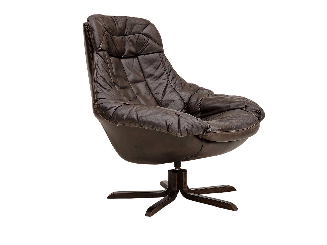 Poltrona danese Silhouette in pelle di H.W. Klein per Bramin Møbler, anni '70 17