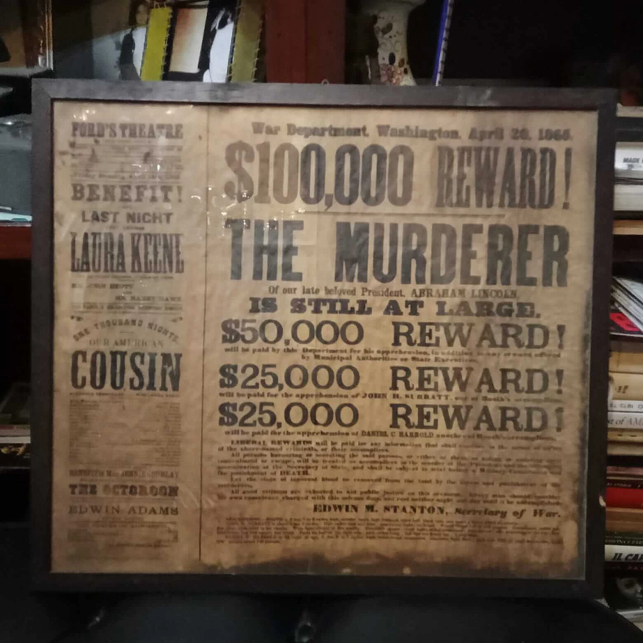Manifesto di ricompensa per l'assassino di Abraham Lincoln, 1865 1