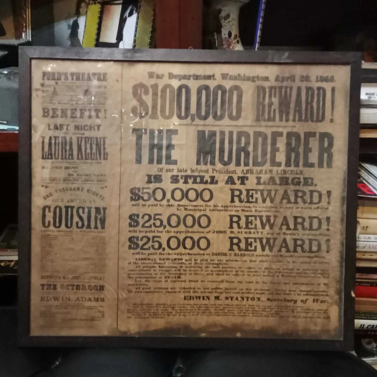 Reward poster for the assassin of Abraham Lincoln, 1865 2