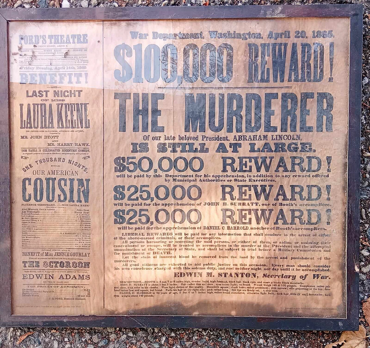 Reward poster for the assassin of Abraham Lincoln, 1865 5
