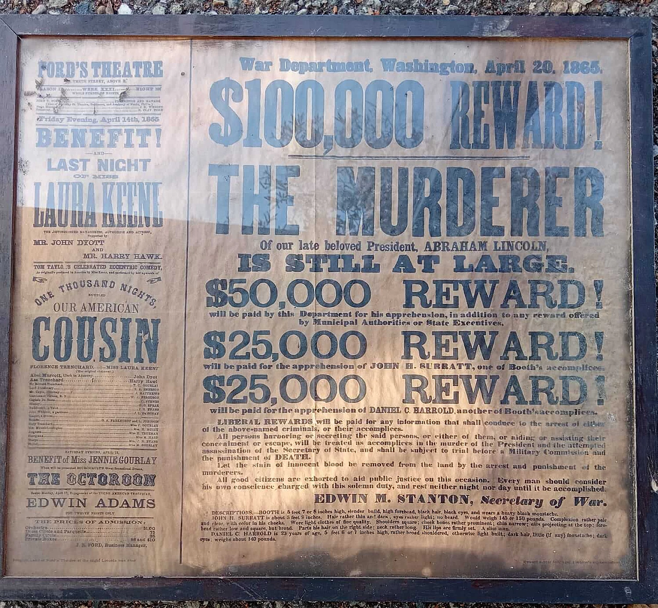 Reward poster for the assassin of Abraham Lincoln, 1865 7