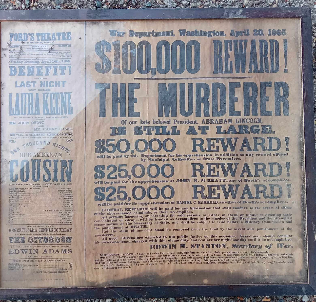 Reward poster for the assassin of Abraham Lincoln, 1865 8