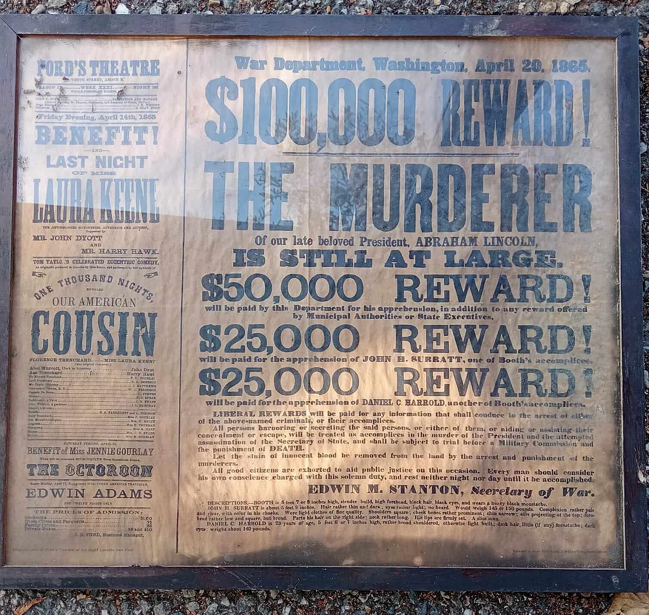 Reward poster for the assassin of Abraham Lincoln, 1865 9