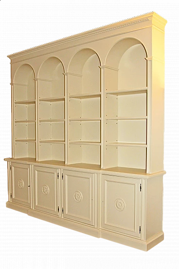 Ivory lacquered solid wood bookcase, 1960s