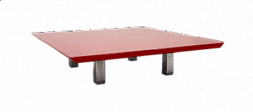 Tavolino in legno laccato rosso e metallo di Vittorio Introini per Saporiti, anni '70