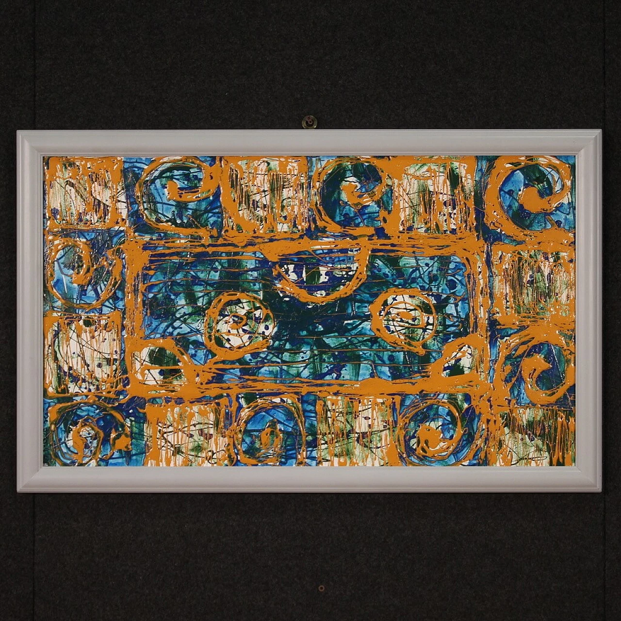 Abstract composition, mixed media painting on pressed wood, 2005 1