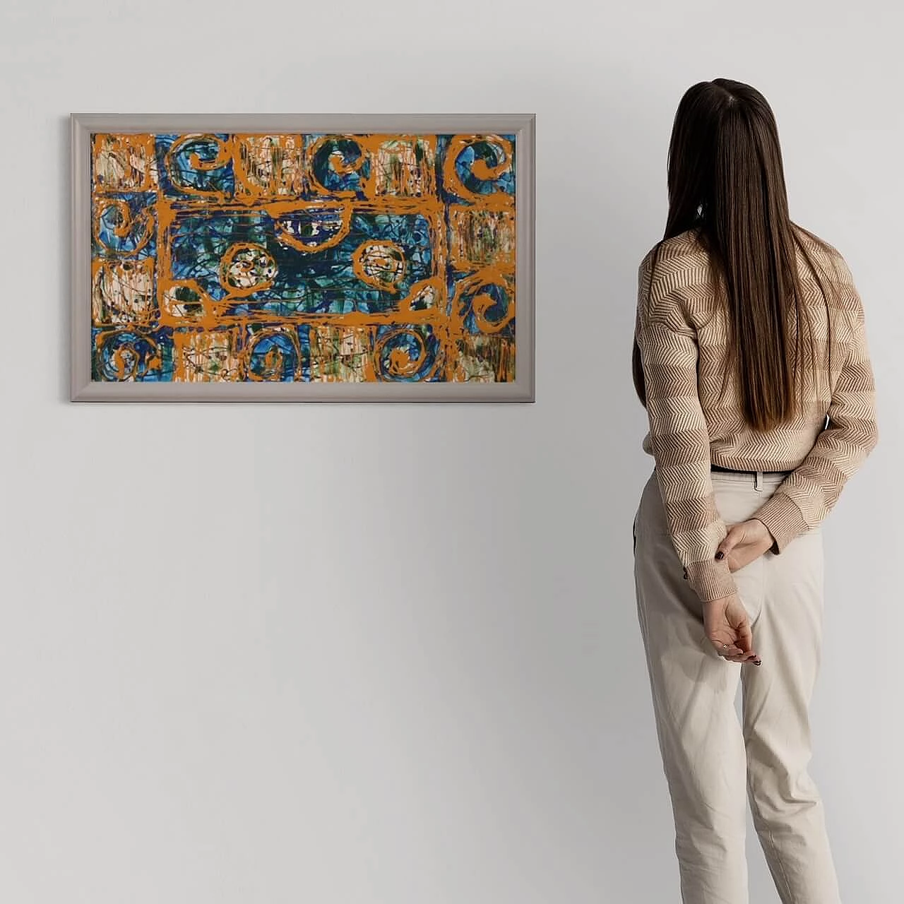 Abstract composition, mixed media painting on pressed wood, 2005 3