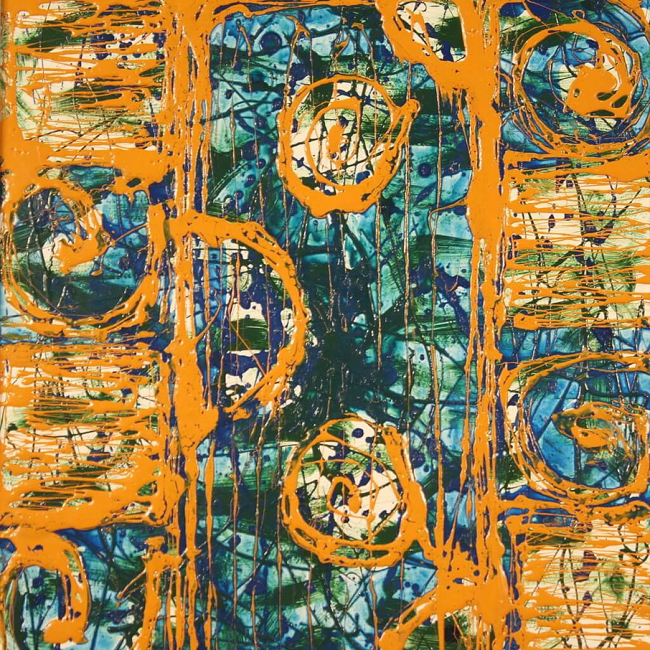 Abstract composition, mixed media painting on pressed wood, 2005 4