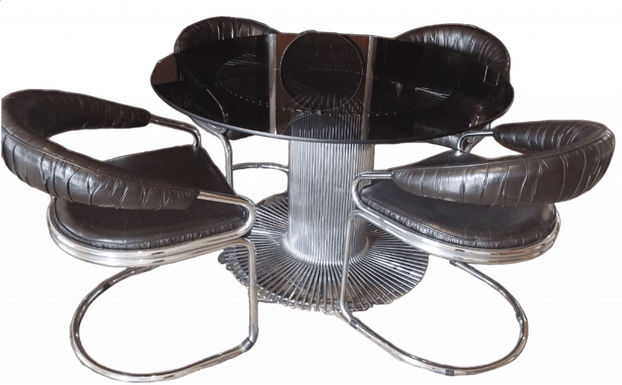 4 Chairs by Giotto Stoppino for Kartell and table by Gastone Rinaldi for Rima, 1970s 11