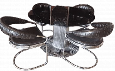 4 Chairs by Giotto Stoppino for Kartell and table by Gastone Rinaldi for Rima, 1970s