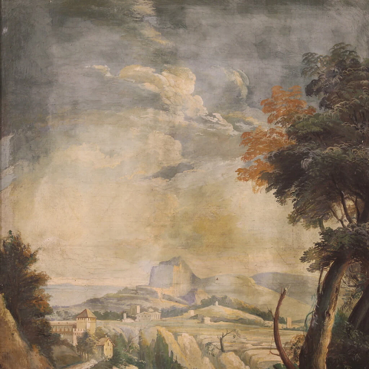 Landscape with figures, tempera painting on paper, late 18th century 4