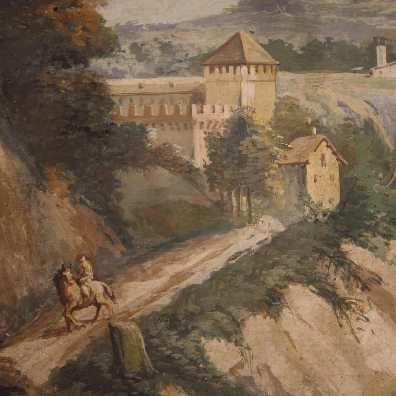 Landscape with figures, tempera painting on paper, late 18th century 6