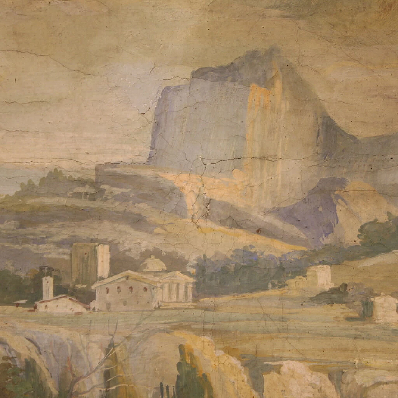 Landscape with figures, tempera painting on paper, late 18th century 8