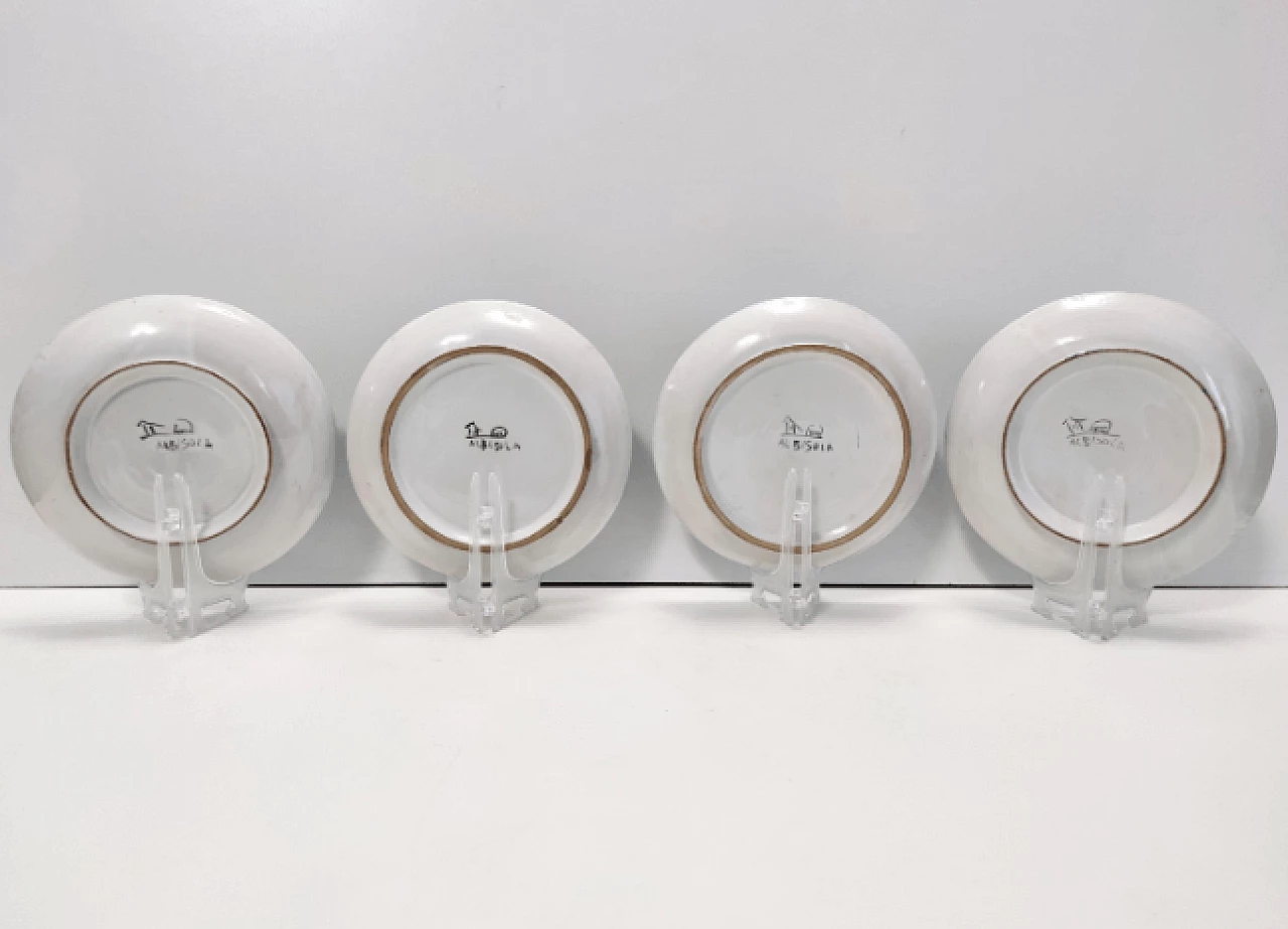 4 Plates in hand-painted and glazed Albisola terracotta, 1960s 6