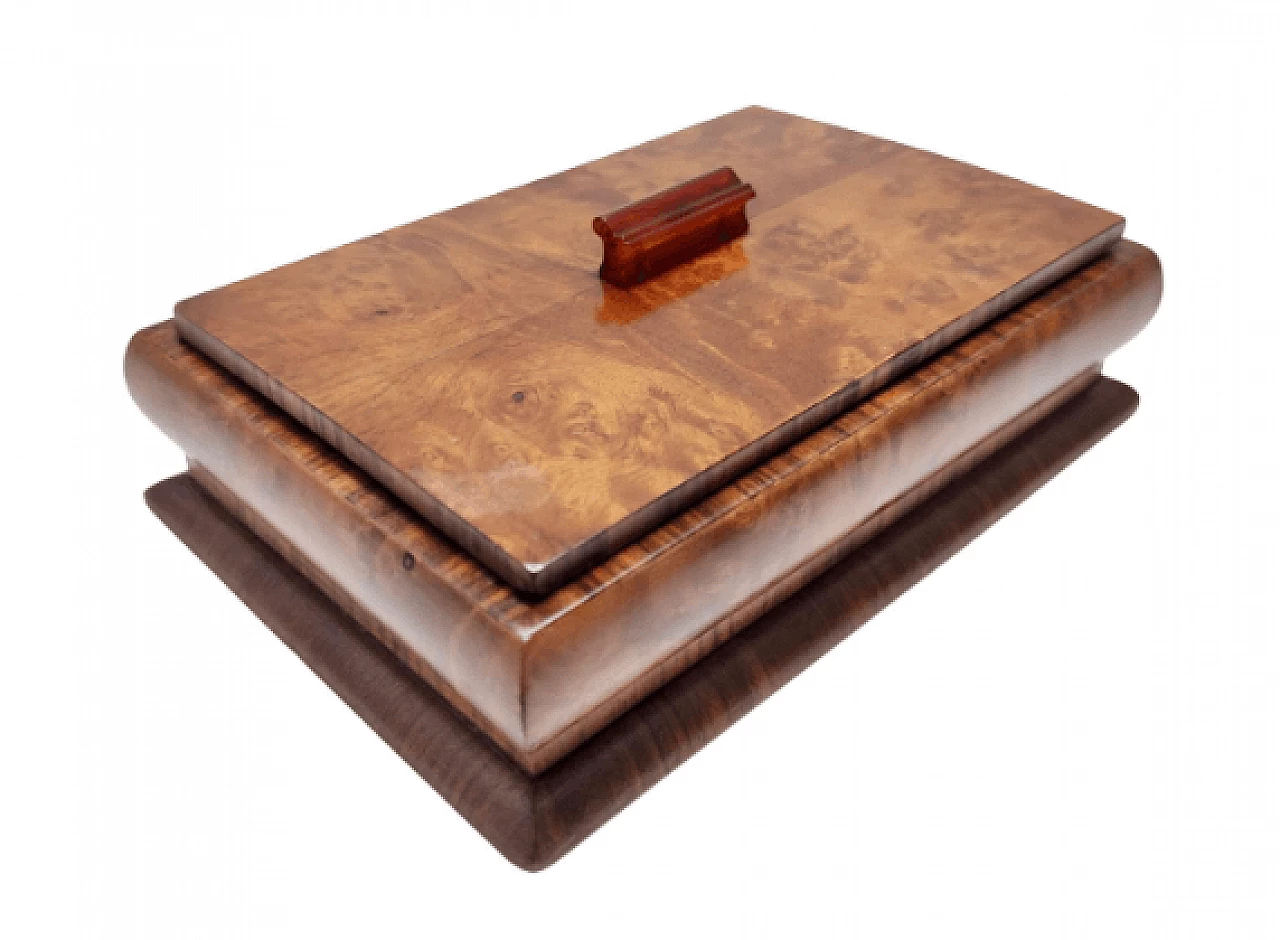 Art Deco walnut and walnut-root box, 1940s 1