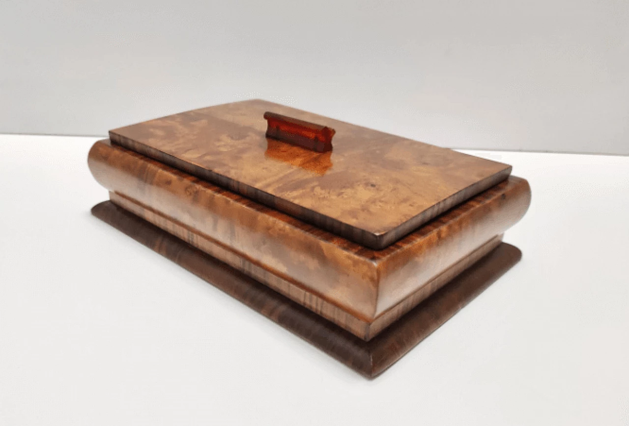 Art Deco walnut and walnut-root box, 1940s 4