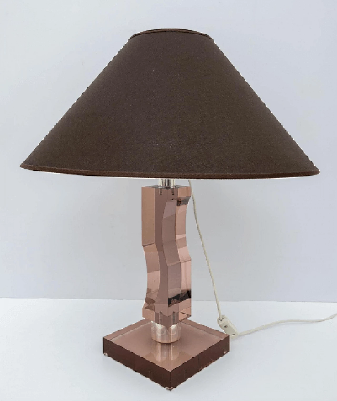 Lampada da tavolo in plexiglass e argento, anni '70 2