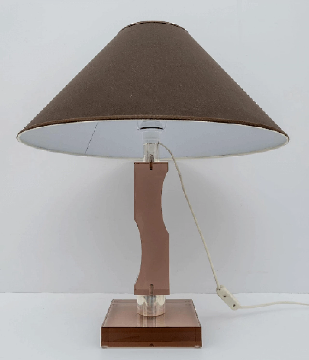 Plexiglass and silver table lamp, 1970s 4