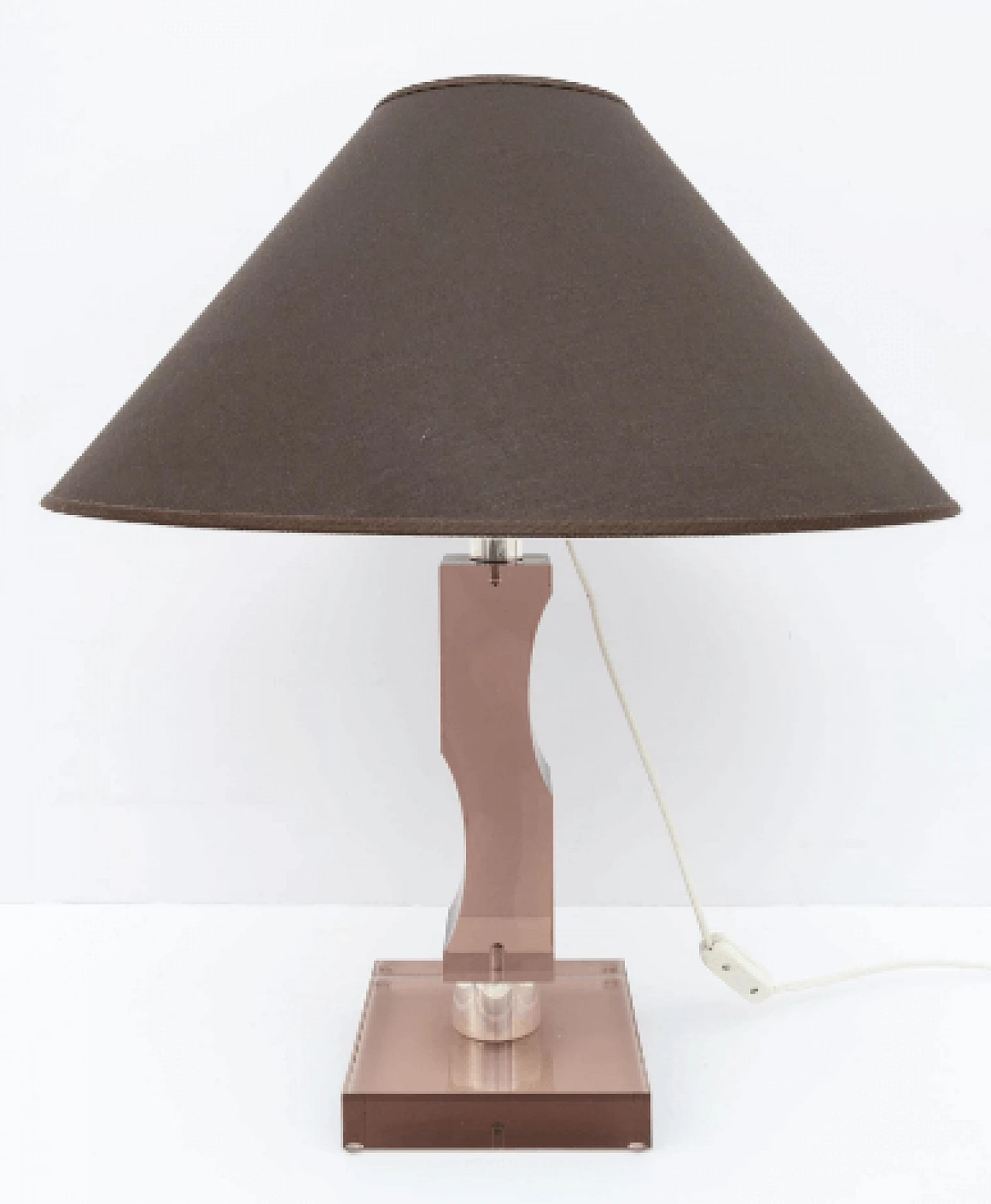 Lampada da tavolo in plexiglass e argento, anni '70 5