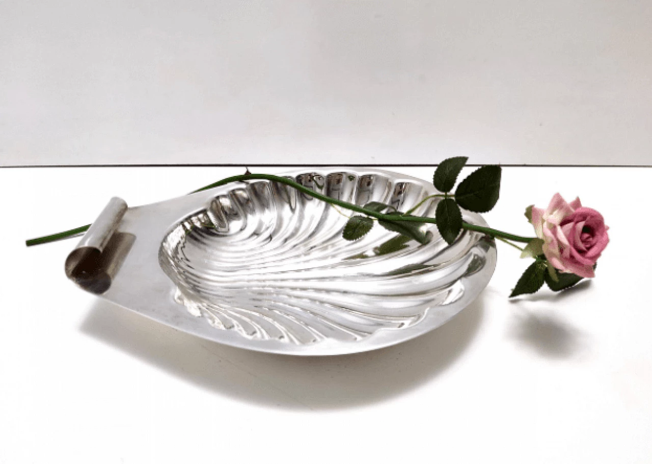 Silver-plated brass shell center piece by Lino Sabattini, 1970s 3