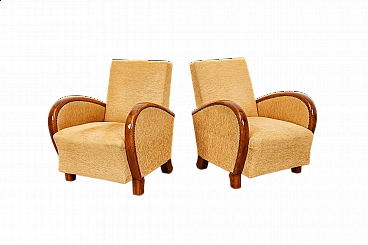 Pair of Art Deco corduroy armchairs, 1930s