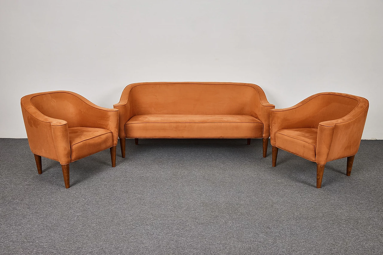 Sofa and pair of armchairs by Josef Hoffmann for Wiener Werkstätte, 1980s 1