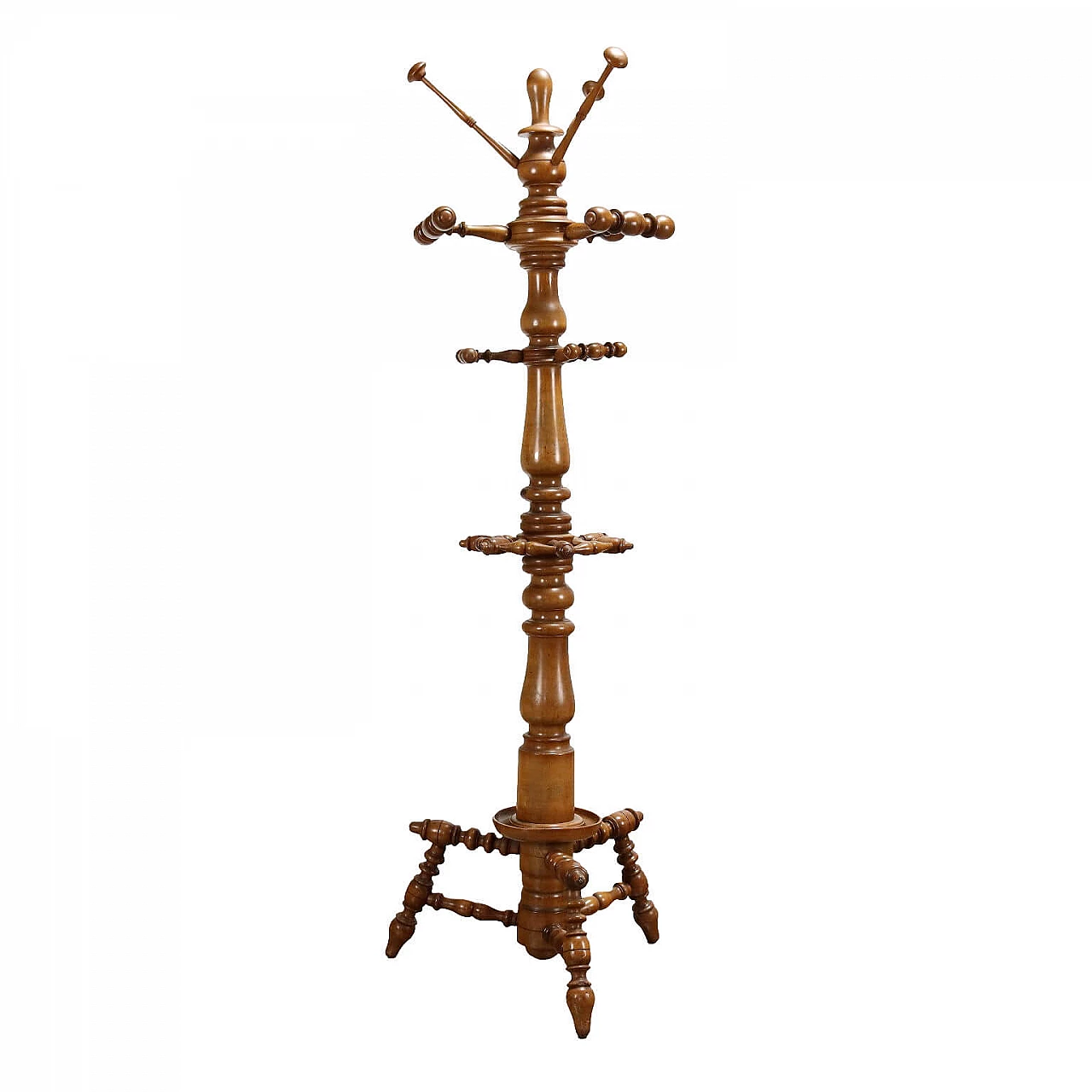 Walnut coat stand with turned shaft and arms, late 19th century 1