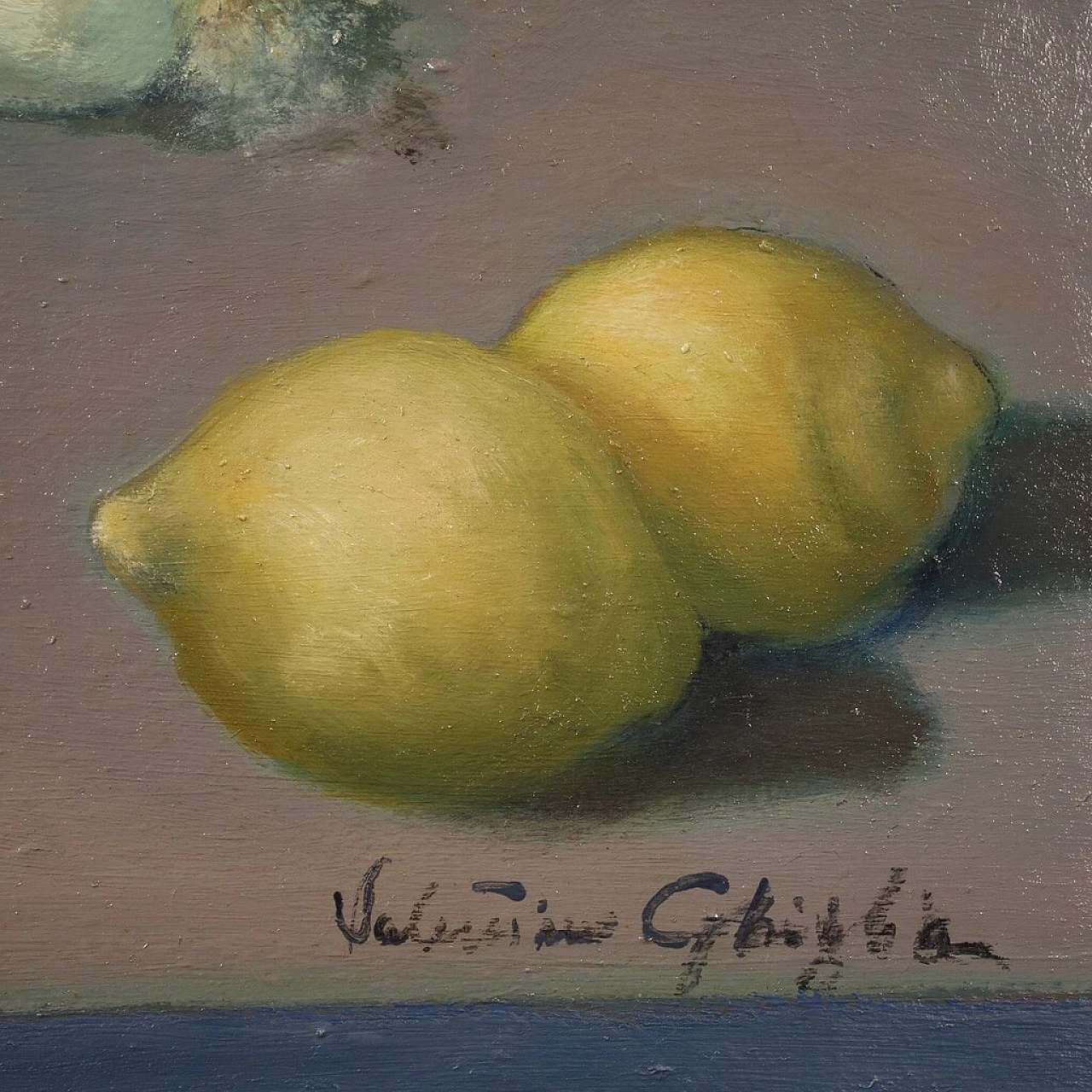 Valentino Ghiglia, still life with fruit and vegetables, oil painting on canvas, 1940s 9