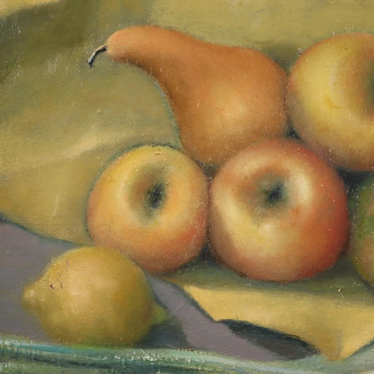Valentino Ghiglia, still life with fruit and vegetables, oil painting on canvas, 1940s 16