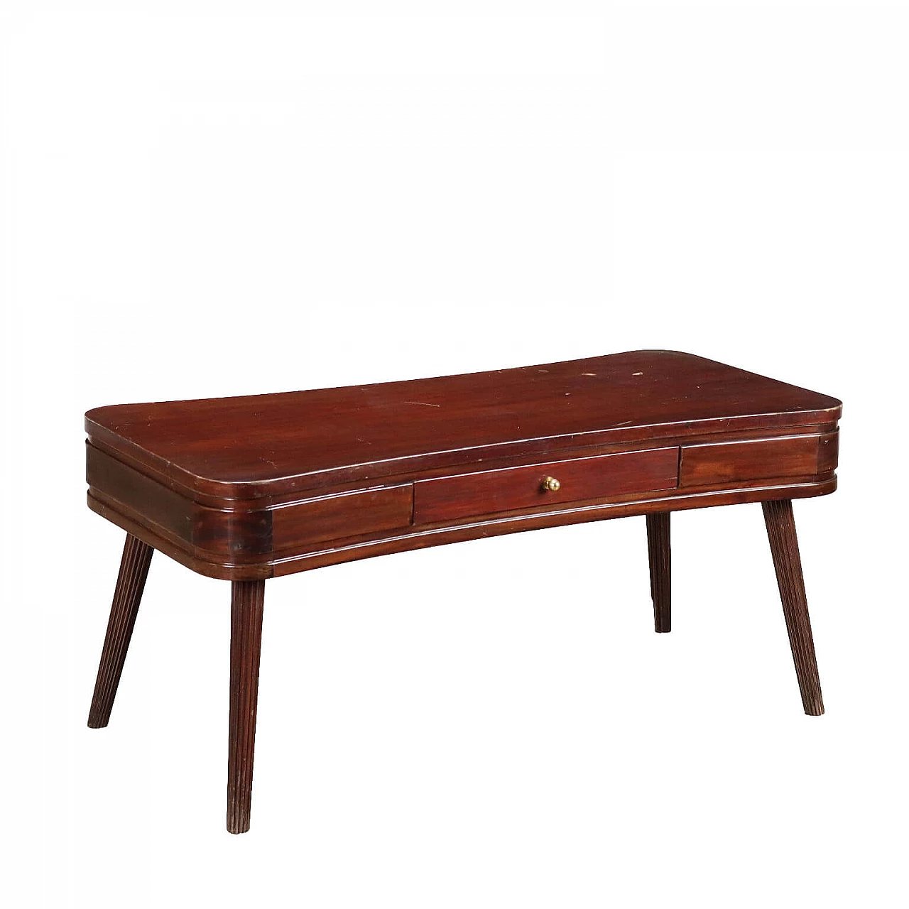 Coffee table in stained mahogany veneer with drawer, 1960s 1