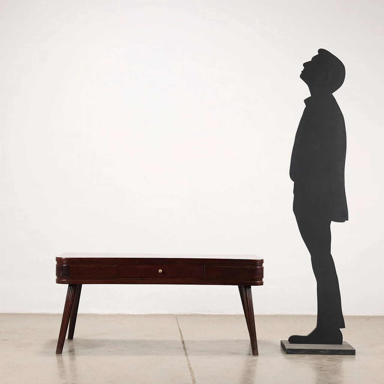 Coffee table in stained mahogany veneer with drawer, 1960s 2